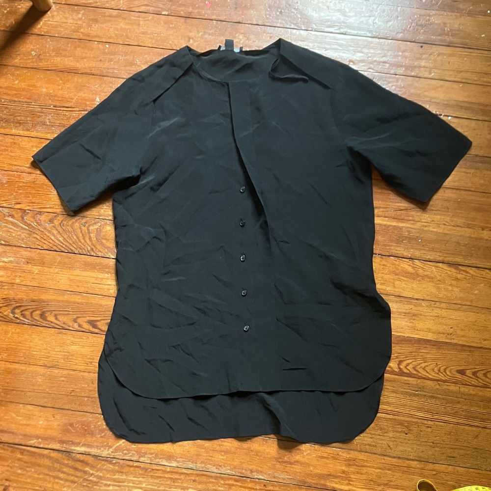 COS 100% Silk Short Sleeve Button Down Blouse